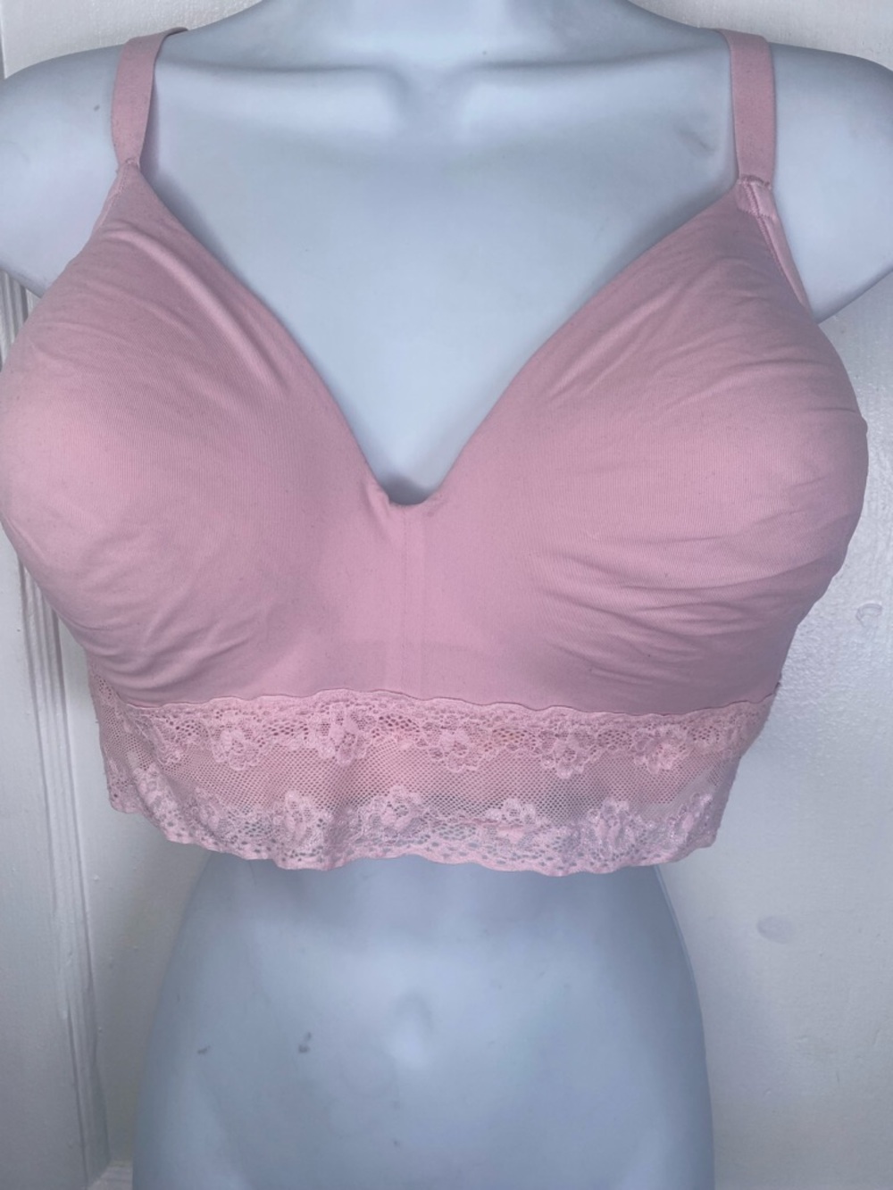 Natori 36DDD Soft Pink Lace Trim Wireless Bra